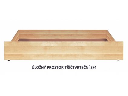 Úložný prostor 3/4 pod postele BW, masiv smrk (Moření BW - smrk wenge, Výška rámu 03. 50 cm)