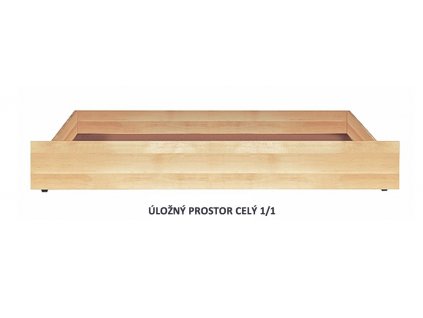 Úložný prostor celý 1/1 pod postele BW, masiv smrk (Moření BW - smrk přírodní lak, Výška rámu 03. 50 cm)