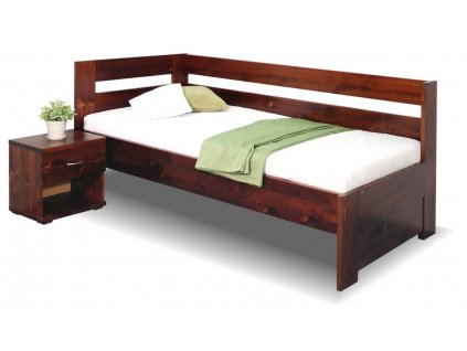 Zvýšená postel Valentin-Levá, 80x200, 90x200 cm, masiv smrk (01-Ložná plocha 90x200, Moření BW - smrk wenge)