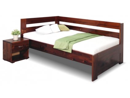 Zvýšená postel Valentin-Levá, 120x200 cm, masiv smrk (Moření BW - smrk wenge)