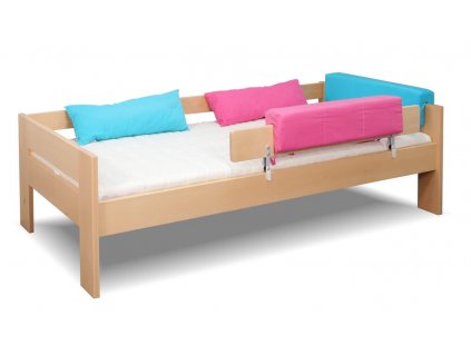 Postel se zadní zábranou Lukáš, 80x200, 90x200, masiv buk (01-Ložná plocha 90x200 cm, Moření BW - buk bílá)