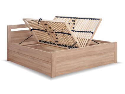 Postel s úložným prostorem MARIKA, lamino, 160x200, 180x200 cm (02-Šířka postele 6-Šířka 180cm, Materiál postelí BMB 15. Ořech natur, Volba typu roštů Čelní výklop)