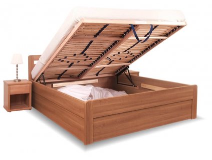 Postel s úložným prostorem MARIKA-oblá, lamino, 160x200, 180x200 cm, čelní výklop (02-Šířka postele 6-Šířka 180cm, Materiál postelí BMB 15. Ořech natur)