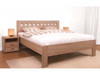 Manželská postel dvoulůžko Ella Mosaic, lamino, 160x200, 180x200 cm (01-Ložná plocha 180x200 cm, Materiál postelí BMB 15. Ořech natur)