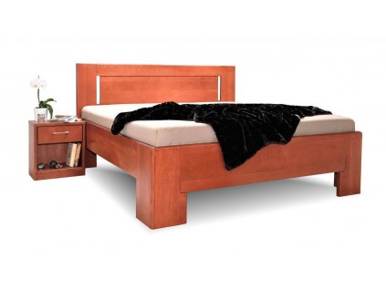 Manželská zvýšená postel z masivu HOLLYWOOD 1, masiv buk (01-Ložná plocha 180x200 cm, Povrchová úprava KC 70. Lak - odstín čokoláda)