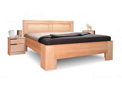 Manželská zvýšená postel z masivu HOLLYWOOD 2, masiv buk (01-Ložná plocha 180x200 cm, Povrchová úprava KC 70. Lak - odstín čokoláda)