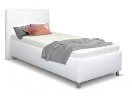 Čalouněná postel s úložným prostorem Crissy, 90x200, bílá (Výběr matrace PKD 07. Matrace Lifty Latex)
