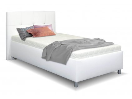 Čalouněná postel s úložným prostorem Crissy, 120x200, bílá (Výběr matrace PKD 07. Matrace Lifty Latex)