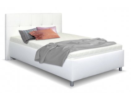 Čalouněná postel s úložným prostorem Crissy, 140x200, bílá (Výběr matrace PKD 07. Matrace Lifty Latex)