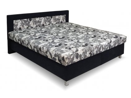 Čalouněná postel s úložným prostorem Alena (01-Ložná plocha 180x200 cm, GrivalBed Klasik potahy 14. Šedá-černá ekokůže, GrivalBed matrace Klasik 05. Pluto)