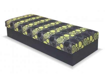 Čalouněná postel s úložným prostorem Kuba (01-Ložná plocha 90x200 cm, GrivalBed Klasik potahy 14. Šedá-černá ekokůže, GrivalBed matrace Klasik 02. Apollón)