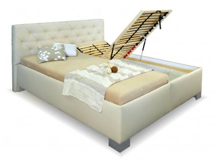 Zvýšená čalouněná postel s úložným prostorem MARINETA (01-Ložná plocha 180x200 cm, Výběr matrace PKD 03. Matrace Visco, Výběr čalounění PKD PO (ekokůže))