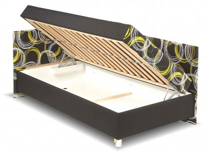 Čalouněná postel s čely a úložným prostorem Nikola, 140x200 (Výběr čalounění PKD MF-AO, Čalouněné postele - orientace Pravé provedení)