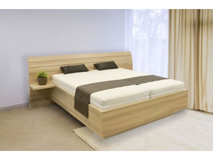 Manželská postel s nočními stolky Salmia, 160x200, 180x200 (01-Ložná plocha 180x200 cm, Ahorn-dekory lamino Dub světlý)