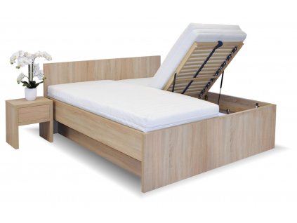 Manželská postel s úložným prostorem Tropea, 160x200, 180x200 (01-Ložná plocha 180x200 cm, Ahorn-dekory lamino Dub světlý, Volba typu roštů Boční výklop)