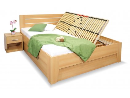 Manželská postel s úložným prostorem CANARIA (01-Ložná plocha 180x200 cm, Volba typu roštů Čelní výklop, Výběr materiálu LRM 12. Antracit)