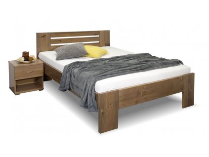 Zvýšená postel z masivu ROSA, masiv smrk, 140x200 (Moření BW - smrk wenge, Výška rámu 03. 50 cm)