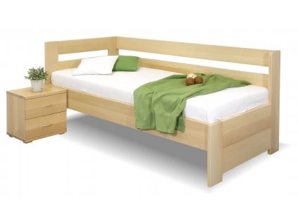 Zvýšená postel Valentin-Levá, 80x200, 90x200 cm, masiv buk (01-Ložná plocha 90x200, Moření BW - buk olše)