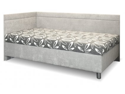 Čalouněná postel s úložným prostorem Sára, 110x200 cm (GrivalBed Klasik potahy 02. Šedohnědá-černá, Čalouněné postele - orientace Pravé provedení)