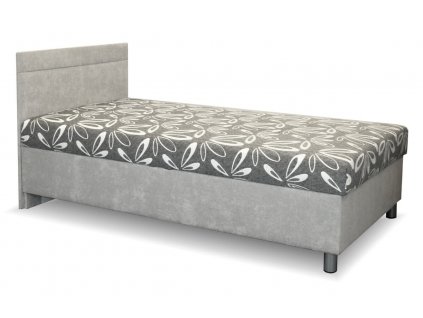 Čalouněná postel s úložným prostorem Adel, 140x200 cm (GrivalBed Klasik potahy 14. Šedá-černá ekokůže, Varianta výklopu roštu Varianta Pravá)