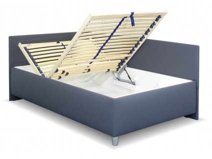 Zvýšená čalouněná postel s úložným prostorem Ryana, 140x200 (Výběr matrace PKD 07. Matrace Lifty Latex, Výběr čalounění PKD PO (ekokůže), Čalouněné postele - orientace Pravé provedení)
