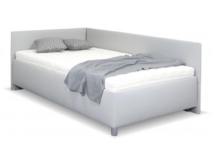 Zvýšená čalouněná postel s úložným prostorem Ryana, 90x200, světle šedá (Výběr matrace PKD 07. Matrace Lifty Latex, Čalouněné postele - orientace Pravé provedení)