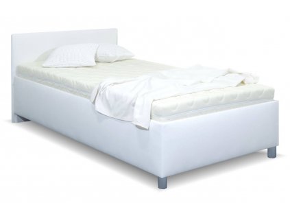 Zvýšená čalouněná postel s úložným prostorem Lyoneta, 90x200, bílá (Výběr matrace PKD 07. Matrace Lifty Latex)