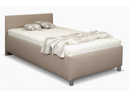 Zvýšená čalouněná postel s úložným prostorem Lyoneta, 90x200, hnědá