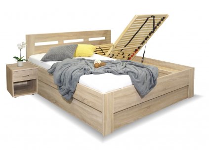 Manželská postel s úložným prostorem Pegas 180x210 (Volba typu roštů Čelní výklop, Výběr materiálu LRM 12. Antracit)