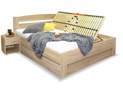 Manželská postel s úložným prostorem Maria, 180x210 (Volba typu roštů Čelní výklop, Výběr materiálu LRM 12. Antracit)