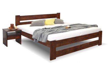 Dřevěná postel dvoulůžko Hanka New, masiv borovice, moření ořech (01-Ložná plocha 180x200 cm)