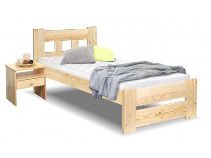 Dřevěná postel jednolůžko Barča, masiv borovice (Grossmann GRS moření Přírodní lak)