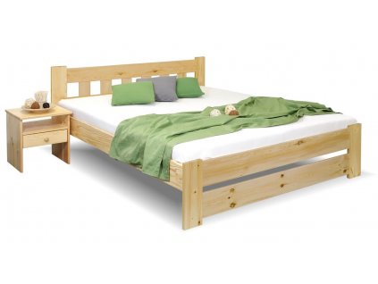 Dřevěná postel Barča, masiv borovice, 140x200 (Grossmann GRS moření Přírodní lak)
