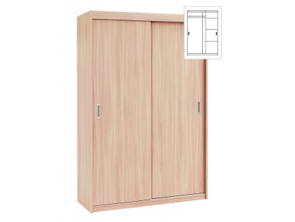 Kombinovaná skříň s posuvnými dveřmi EVITA 15, šířka 150 cm (Lermo výška skříně 220 cm, Výběr materiálu LRM 12. Antracit)