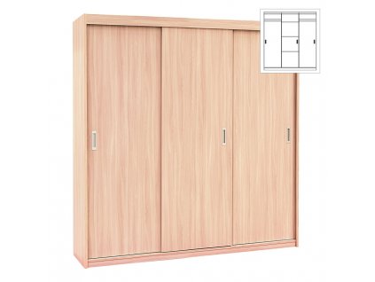 Kombinovaná skříň s posuvnými dveřmi EVITA 20-1, šířka 200 cm (Lermo výška skříně 220 cm, Výběr materiálu LRM 12. Antracit)