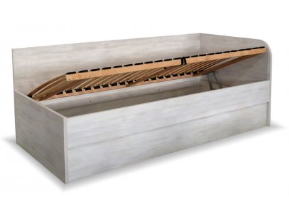 Zvýšená postel s úložným prostorem Katty, 90x200 cm - Pravá (Výběr materiálu LRM 12. Antracit)