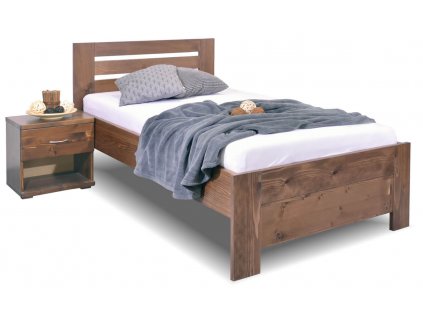 Zvýšená postel z masivu Rita, 80x200, 90x200, masiv smrk (01-Ložná plocha 90x200, Moření BW - smrk wenge, Výška rámu 03. 50 cm)
