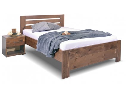 Zvýšená postel z masivu Rita, 140x200, masiv smrk (Moření BW - smrk wenge, Výška rámu 03. 50 cm)