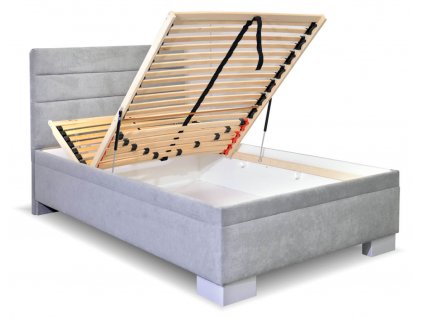 Čalouněná postel s úložným prostorem Fontana, 90x200 cm (GrivalBed exclusive potahy Zelená látka, Volba typu roštů Čelní výklop, Výběr matrace Grivalbed 05. Matrace Lifty Latex)