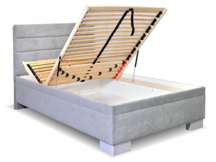 Čalouněná postel s úložným prostorem Fontana, 120x200 cm (GrivalBed exclusive potahy Zelená látka, Volba typu roštů Čelní výklop, Výběr matrace Grivalbed 05. Matrace Lifty Latex)