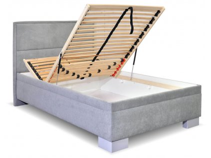 Čalouněná postel s úložným prostorem Marila, 90x200 cm (GrivalBed exclusive potahy Zelená látka, Volba typu roštů Čelní výklop, Výběr matrace Grivalbed 05. Matrace Lifty Latex)