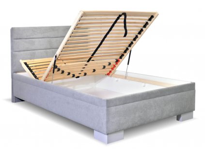 Čalouněná postel s úložným prostorem Fontana, 140x200 cm (GrivalBed exclusive potahy Zelená látka, Volba typu roštů Čelní výklop, Výběr matrace Grivalbed 05. Matrace Lifty Latex)