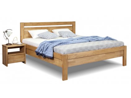 Zvýšená postel z masivu Klementin, masiv buk (01-Ložná plocha 180x200 cm, Barevné provedení HappyBed - buk 15.Lak - Eben, Výška rámu 03. 50 cm)