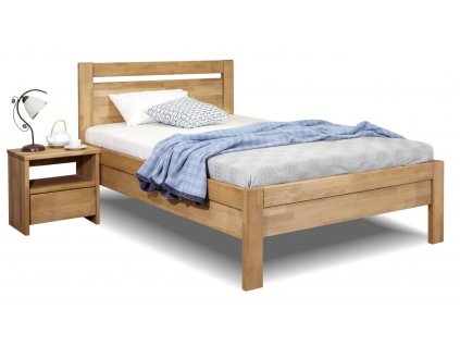 Zvýšená postel z masivu Klementin, 140x200, masiv buk (Barevné provedení HappyBed - buk 15.Lak - Eben, Výška rámu 03. 50 cm)