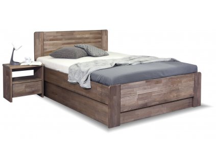 Postel s úložným prostorem ARION 2, 140x200, masiv buk (Barevné provedení HappyBed - buk 15.Lak - Eben, Volba typu roštů Laťový rošt NV, Výška rámu 03. 50 cm)