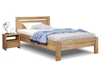 Zvýšená postel z masivu Klementin, 120x200,  masiv buk (Barevné provedení HappyBed - buk 15.Lak - Eben, Výška rámu 03. 50 cm)