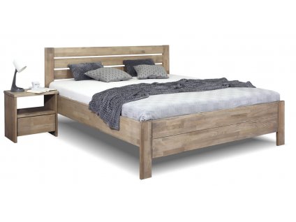 Zvýšená postel z masivu Mistral, masiv buk (01-Ložná plocha 180x200 cm, Barevné provedení HappyBed - buk 15.Lak - Eben, Výška rámu 03. 50 cm)