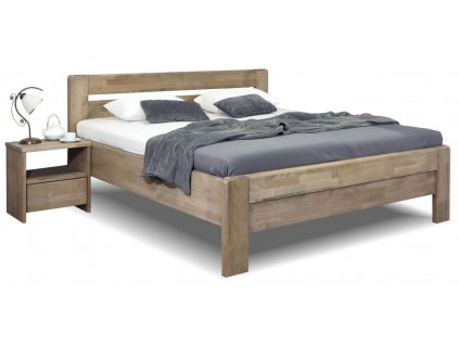 Zvýšená postel dvoulůžko z masivu Primátor, masiv buk (01-Ložná plocha 180x200 cm, Barevné provedení HappyBed - buk 15.Lak - Eben, Výška rámu 03. 50 cm)
