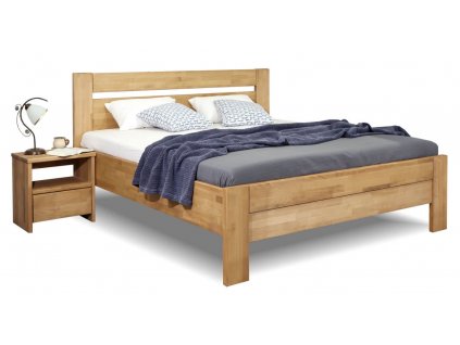 Zvýšená postel dvoulůžko z masivu Orfeus, masiv buk (01-Ložná plocha 180x200 cm, Barevné provedení HappyBed - buk 15.Lak - Eben, Výška rámu 03. 50 cm)