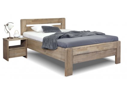 Zvýšená postel z masivu Primátor, 140x200, masiv buk (Barevné provedení HappyBed - buk 15.Lak - Eben, Výška rámu 03. 50 cm)